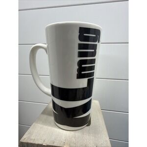 At Home International Tall Latte Mug White Black Graphic Stripe Oversized 7 inch